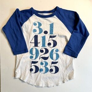 Blue and White Kids Raglan Pi Day Shirt
